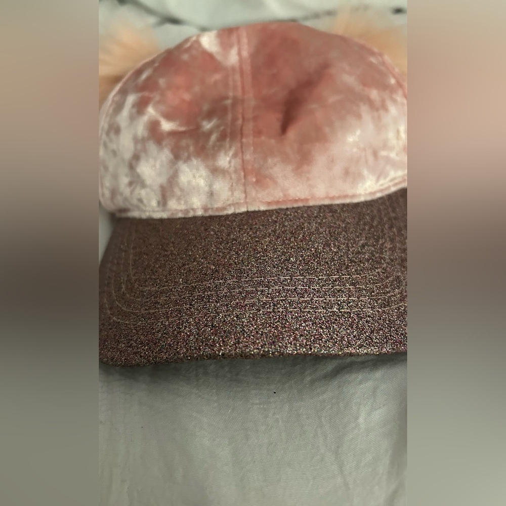 Pink Velvet and Glitter Cap/Hat